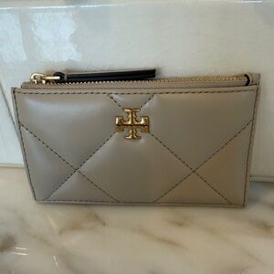 Tory Burch Zip Card Case. Light Stone Color! Brand New!